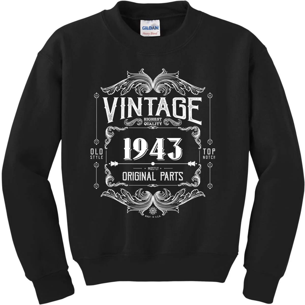 Birthday Vintage Year Mostly Original Parts Custom Personalized Kids Sweatshirt - Front