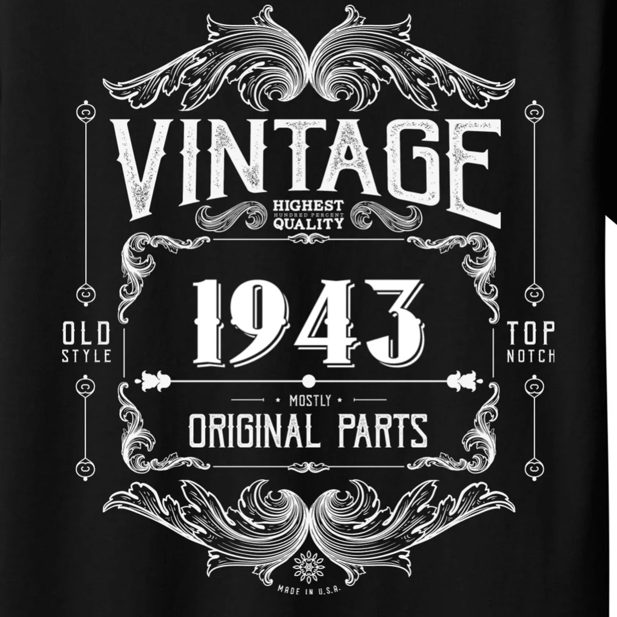 Birthday Vintage Year Mostly Original Parts Custom Personalized Kids T-Shirt - Front - Close-up