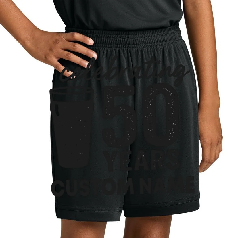 celebrating 50 years custom name Kids Shorts - Front 1