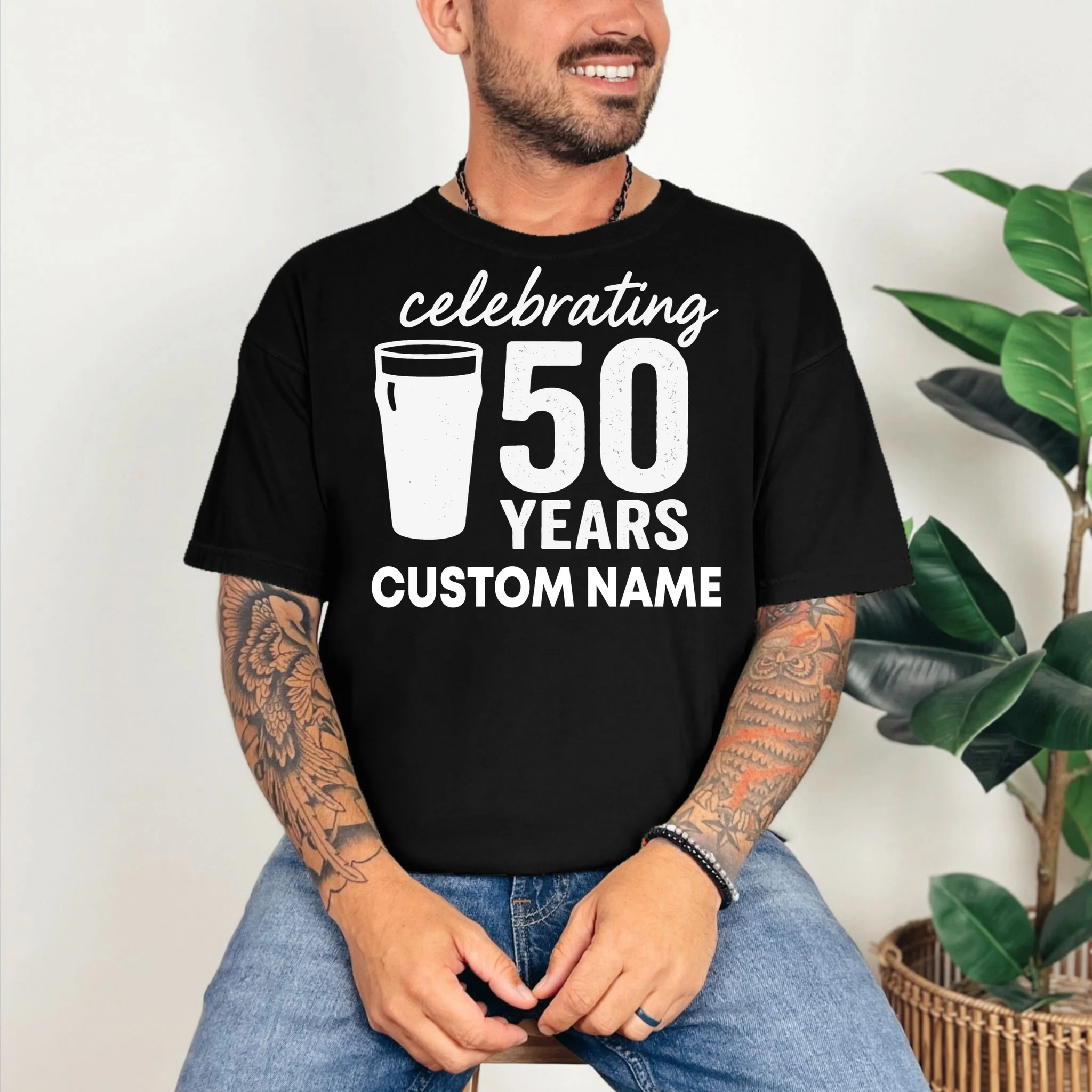 celebrating 50 years custom name Comfort Colors Unisex T-Shirt - Front 2