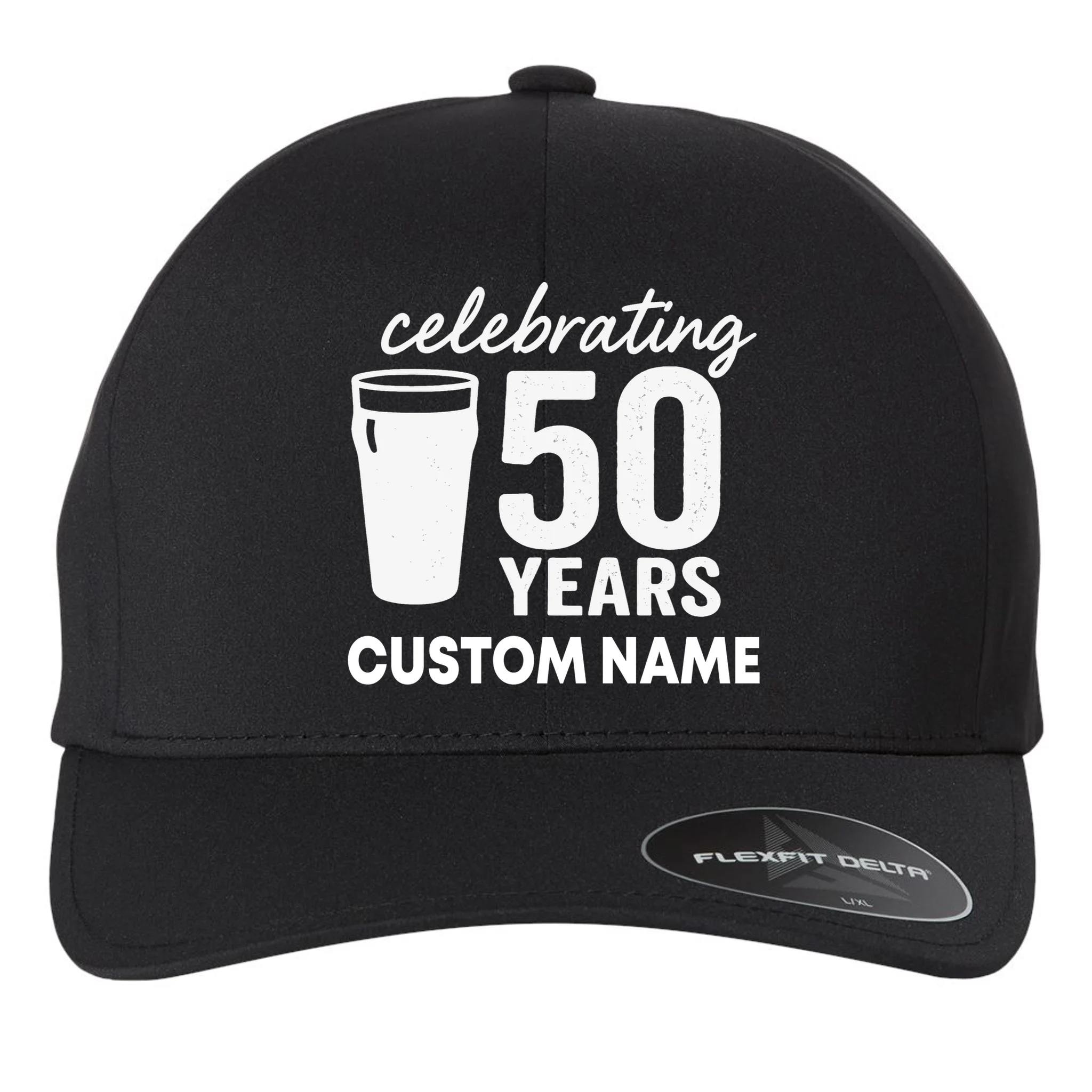 celebrating 50 years custom name Flexfit Men's Snapback Hat - Front