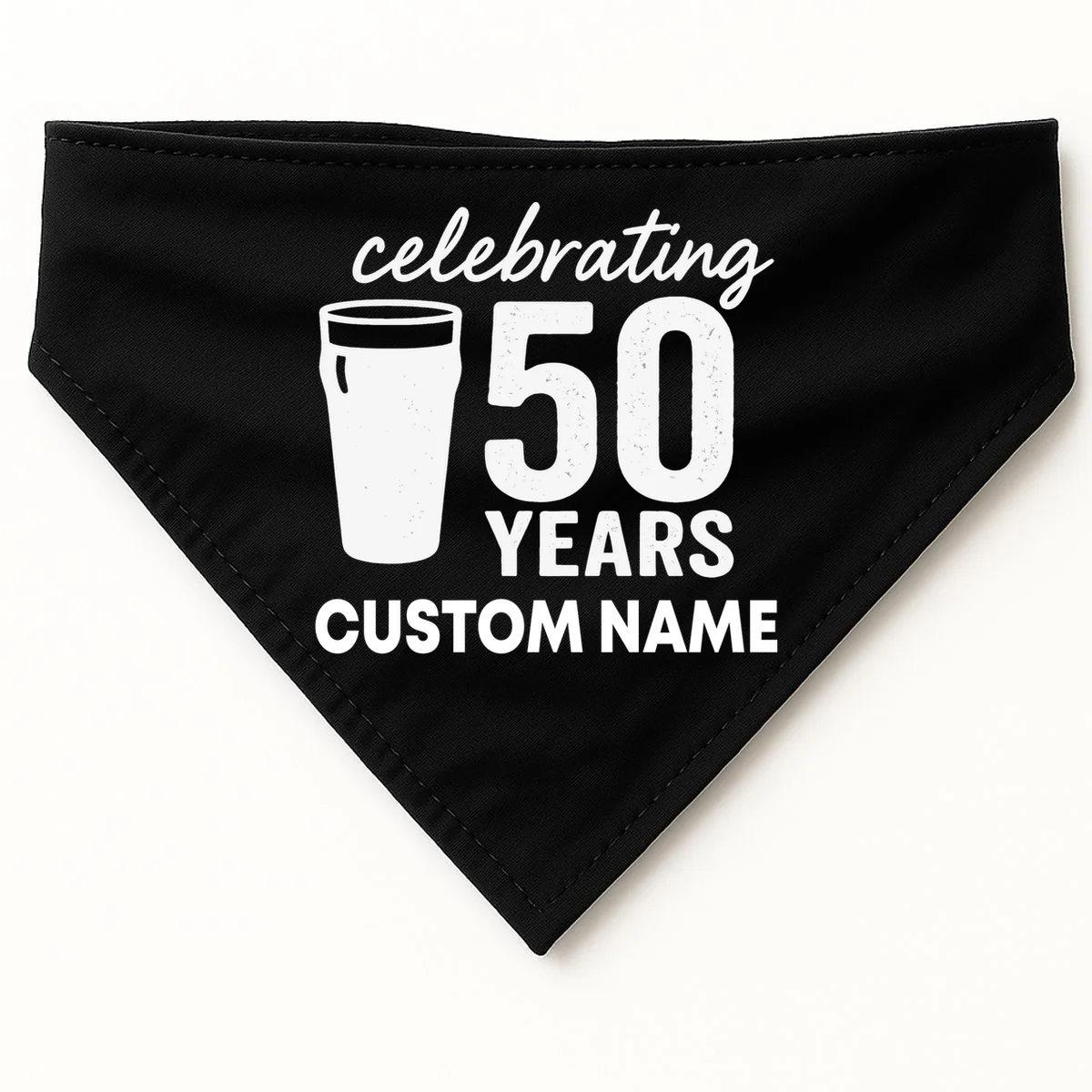 celebrating 50 years custom name Dog Bandana - Front