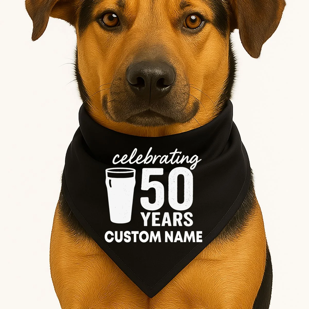 celebrating 50 years custom name Dog Bandana - Front 1