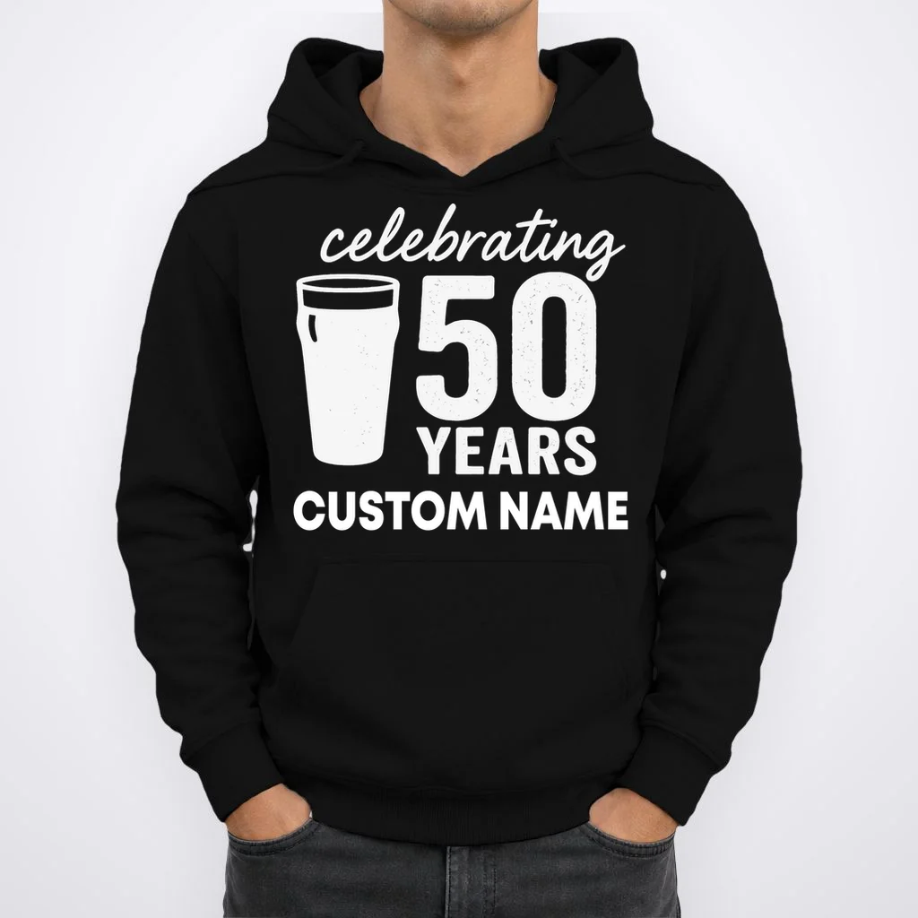 celebrating 50 years custom name Men's Hoodie - Front 1