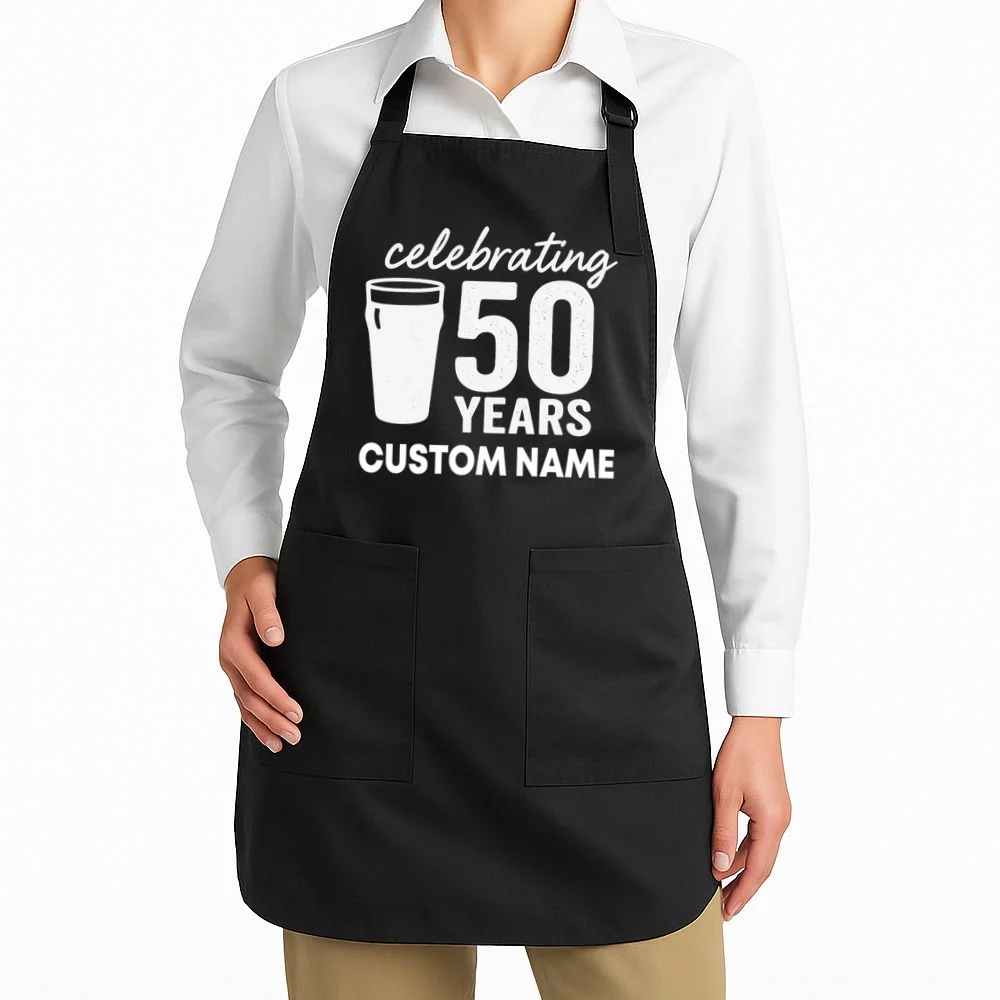 celebrating 50 years custom name Apron - Front 1