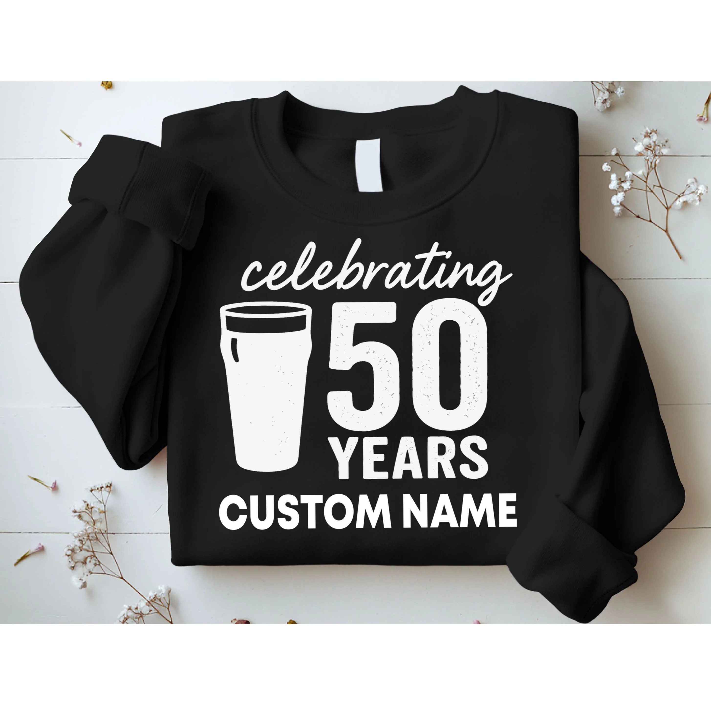 celebrating 50 years custom name Men's Sweatshirt - Front 1