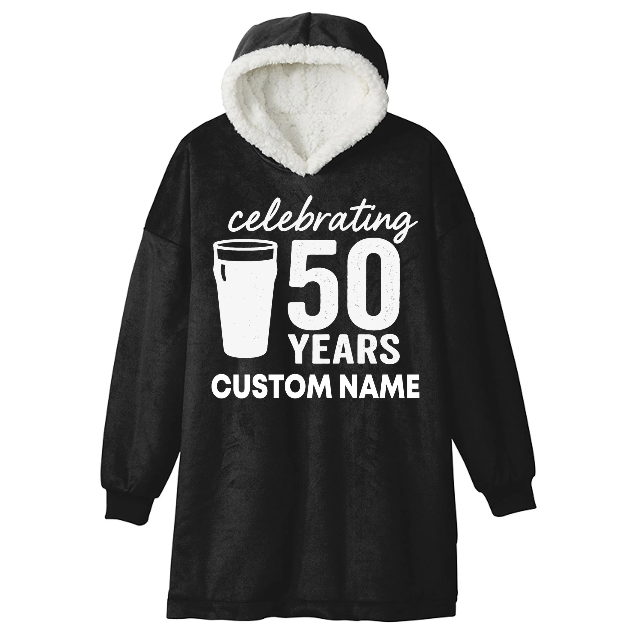 celebrating 50 years custom name Hooded Blanket - Front