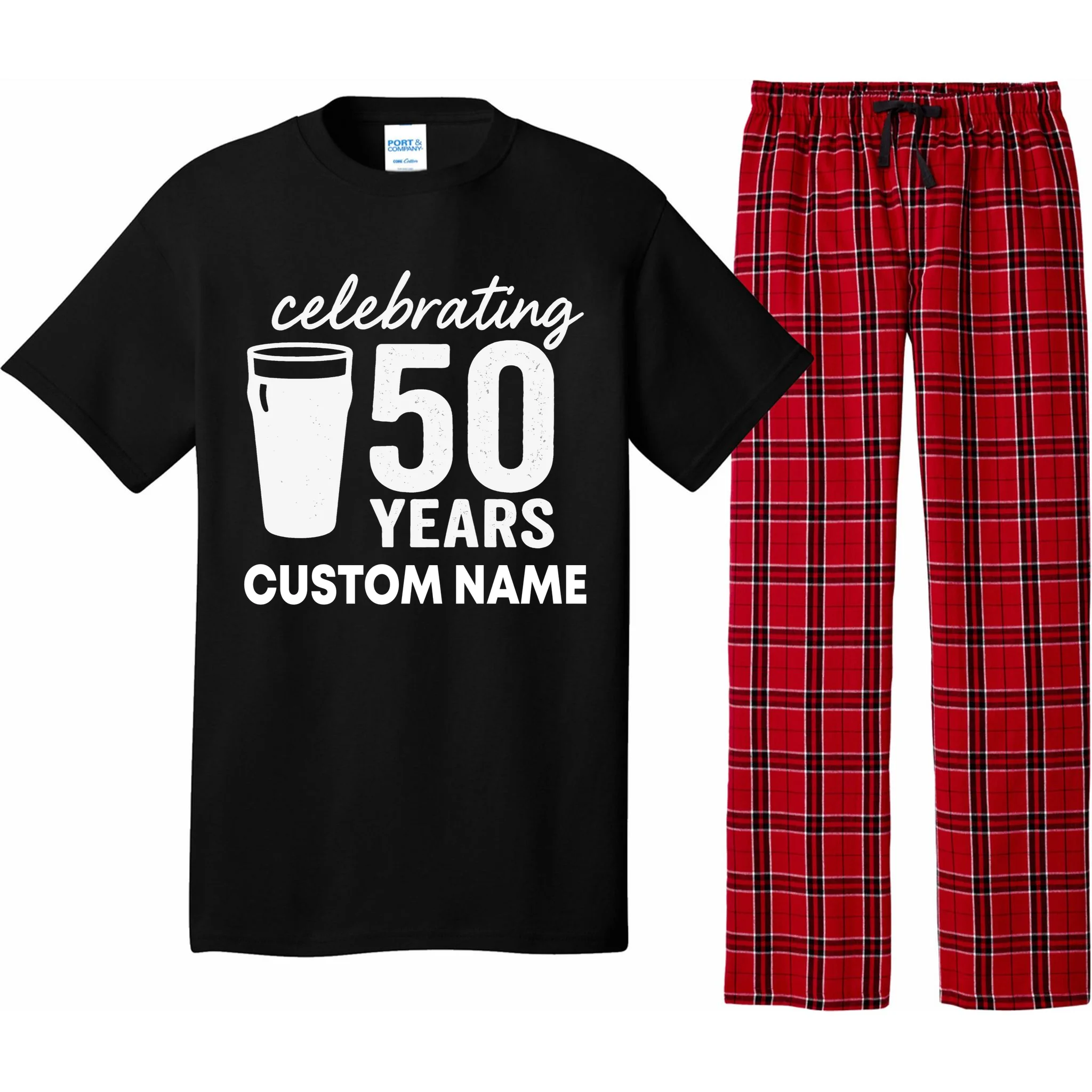 celebrating 50 years custom name Men's Pajamas - Front