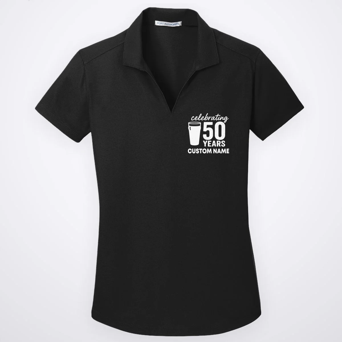 celebrating 50 years custom name Women's Polo - Front