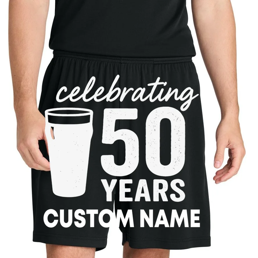 celebrating 50 years custom name Men's Shorts - Front 1