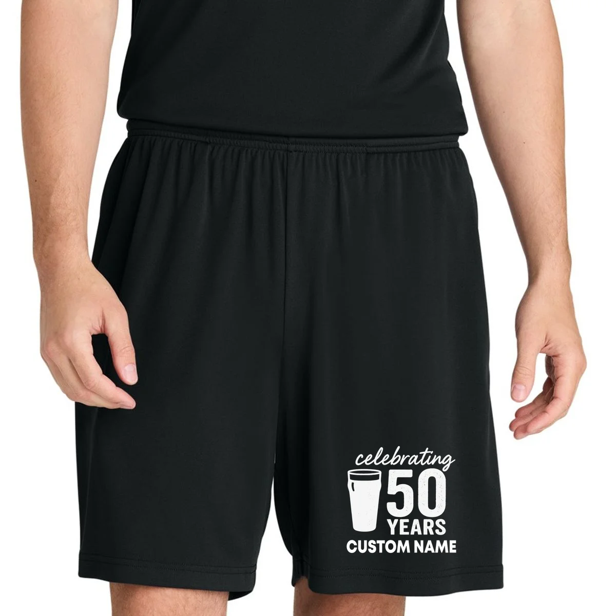 celebrating 50 years custom name Men's Shorts - Front 1