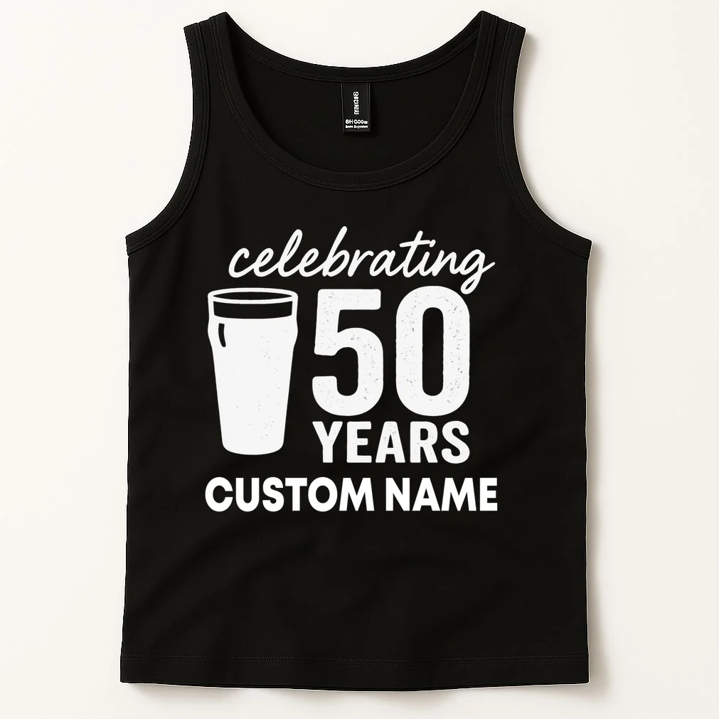 celebrating 50 years custom name Men's Tank Top - Front 1