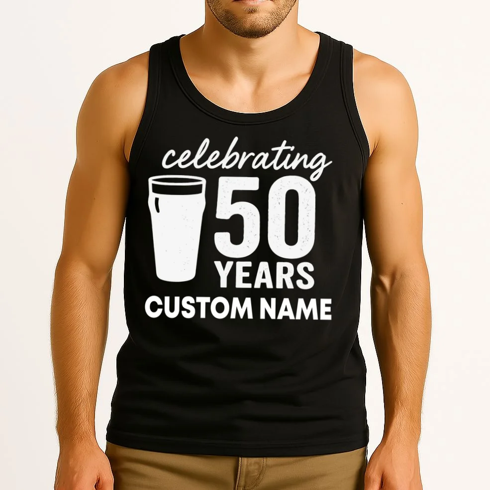 celebrating 50 years custom name Men's Tank Top - Front 2