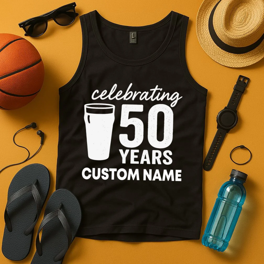 celebrating 50 years custom name Men's Tank Top - Front 3