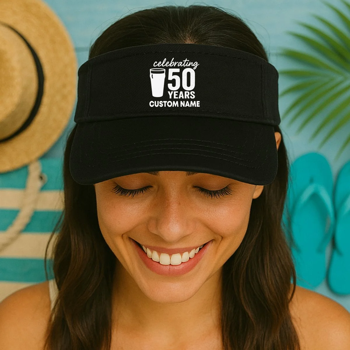 celebrating 50 years custom name Visor - Front 1