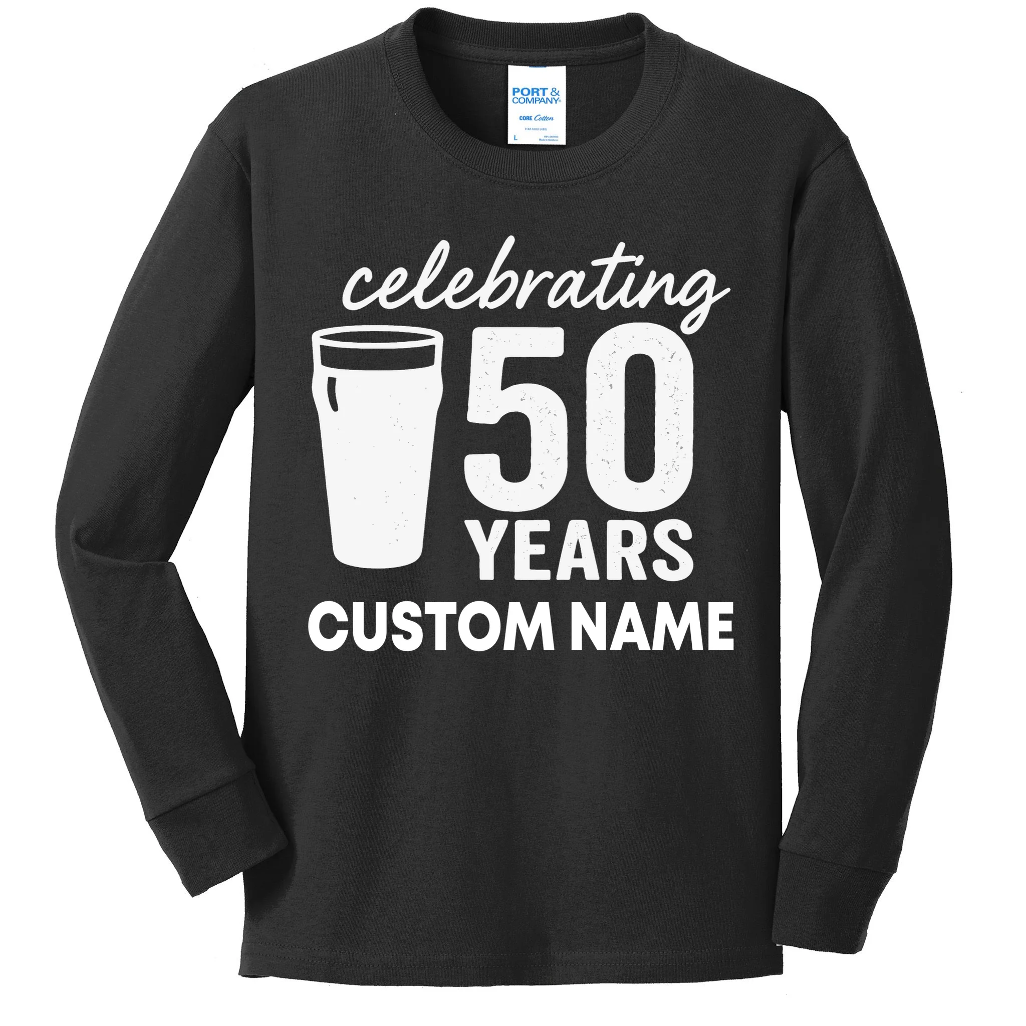 celebrating 50 years custom name Kids Long Sleeve Shirt - Front
