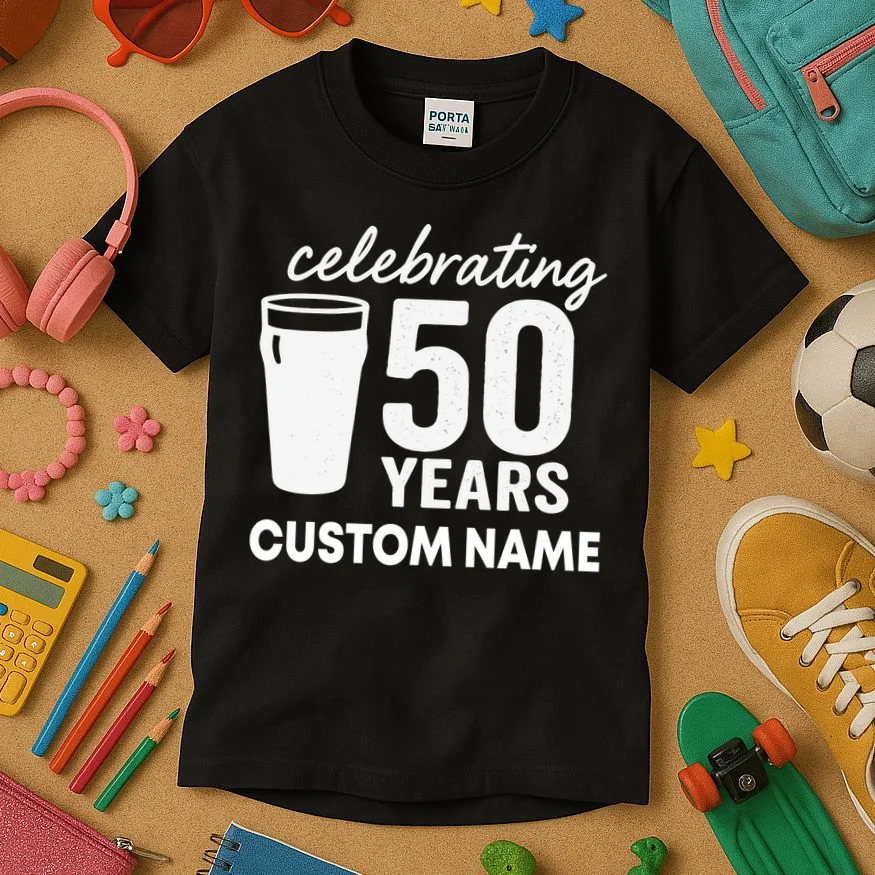 celebrating 50 years custom name Kids T-Shirt - Front 2