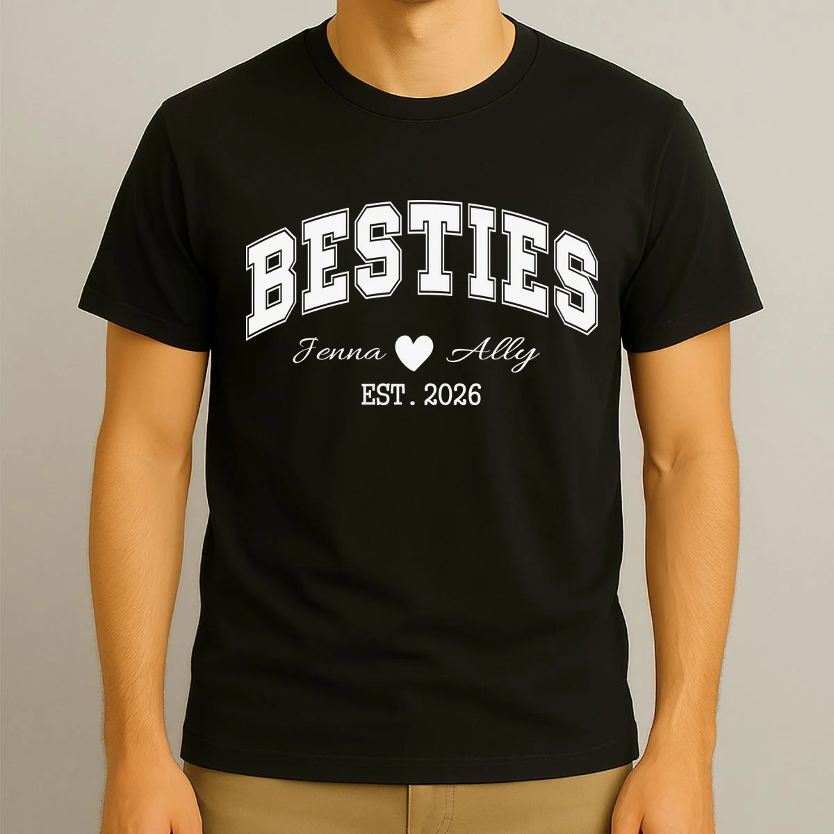Custom Besties Best Friend Gift T-Shirt - Front 3