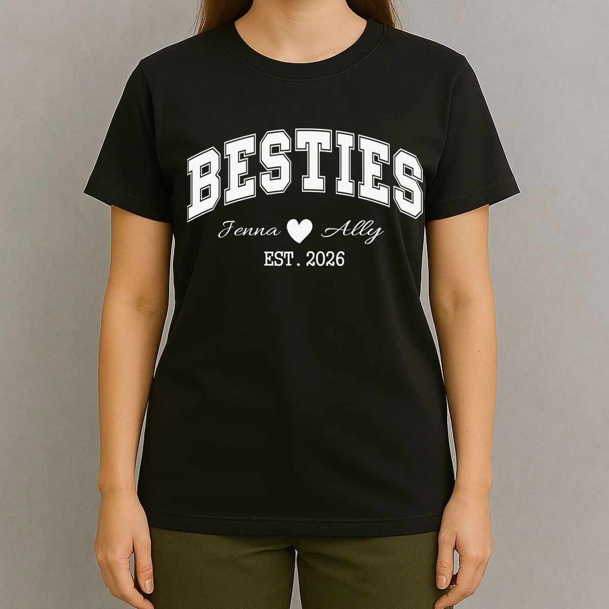 Custom Besties Best Friend Gift T-Shirt - Front 4