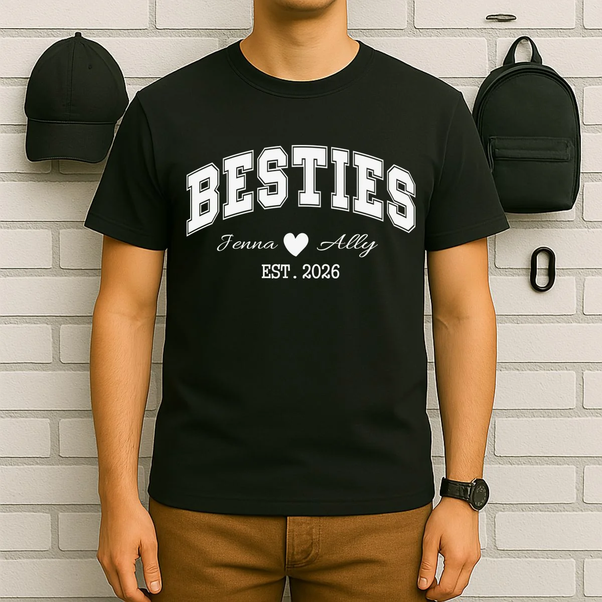 Custom Besties Best Friend Gift T-Shirt - Front 6