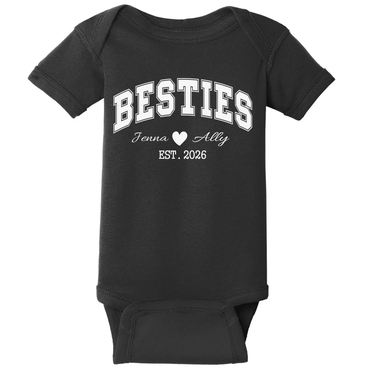 Custom Besties Best Friend Gift Baby Bodysuit - Front