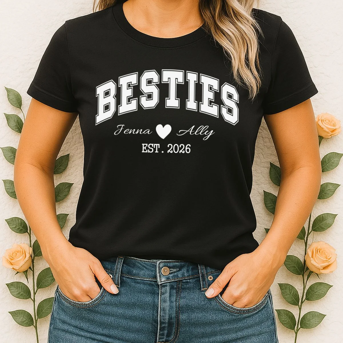 Custom Besties Best Friend Gift Women's T-Shirt - Front 1
