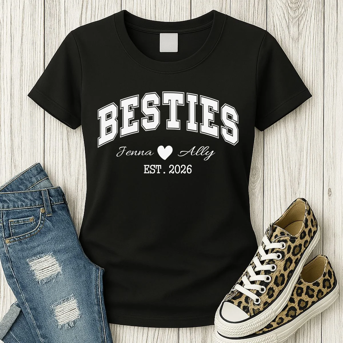 Custom Besties Best Friend Gift Women's T-Shirt - Front 2