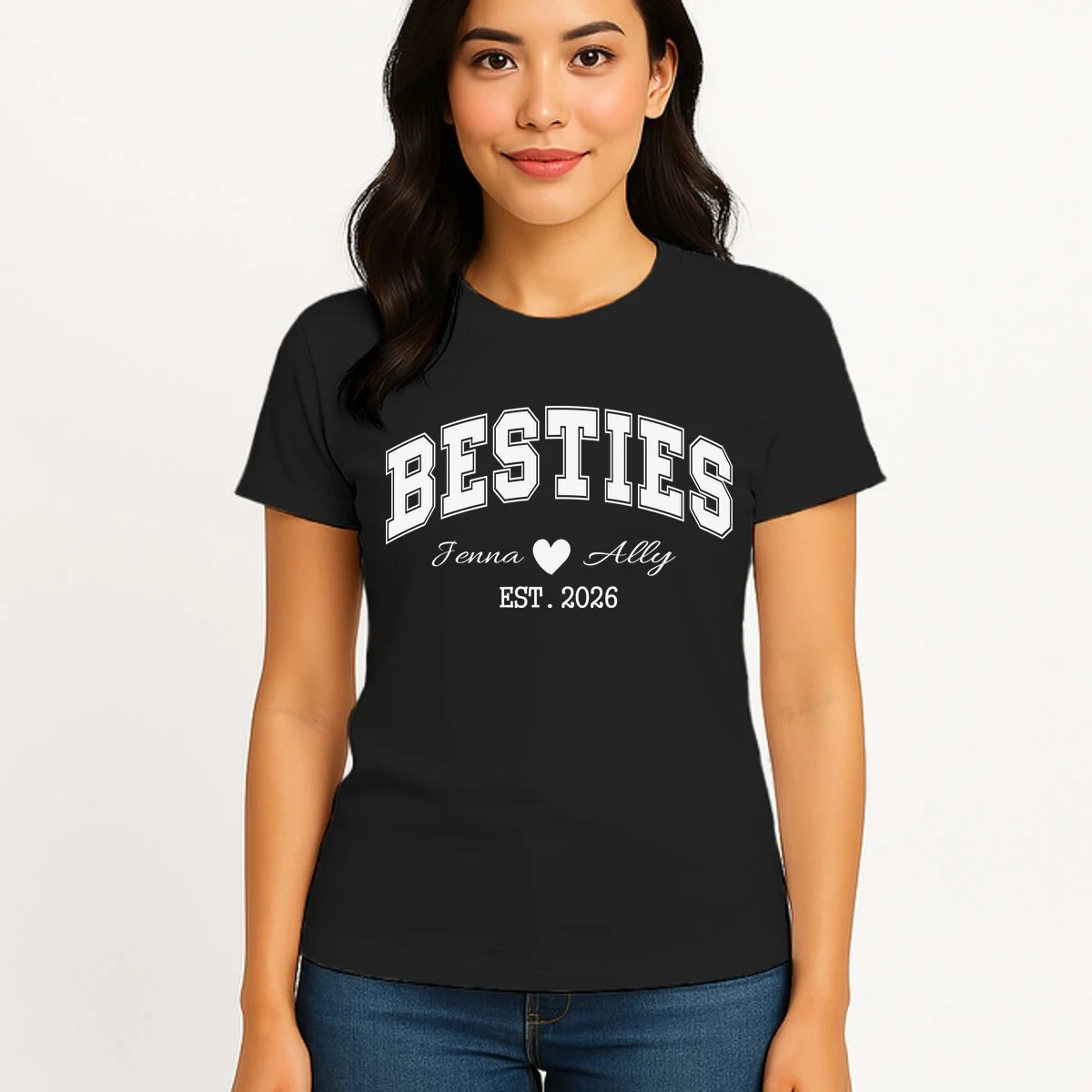 Custom Besties Best Friend Gift Women's T-Shirt - Front 3