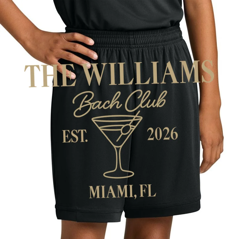 Custom Bach Club Bachelorette Trip Kids Shorts - Front 1