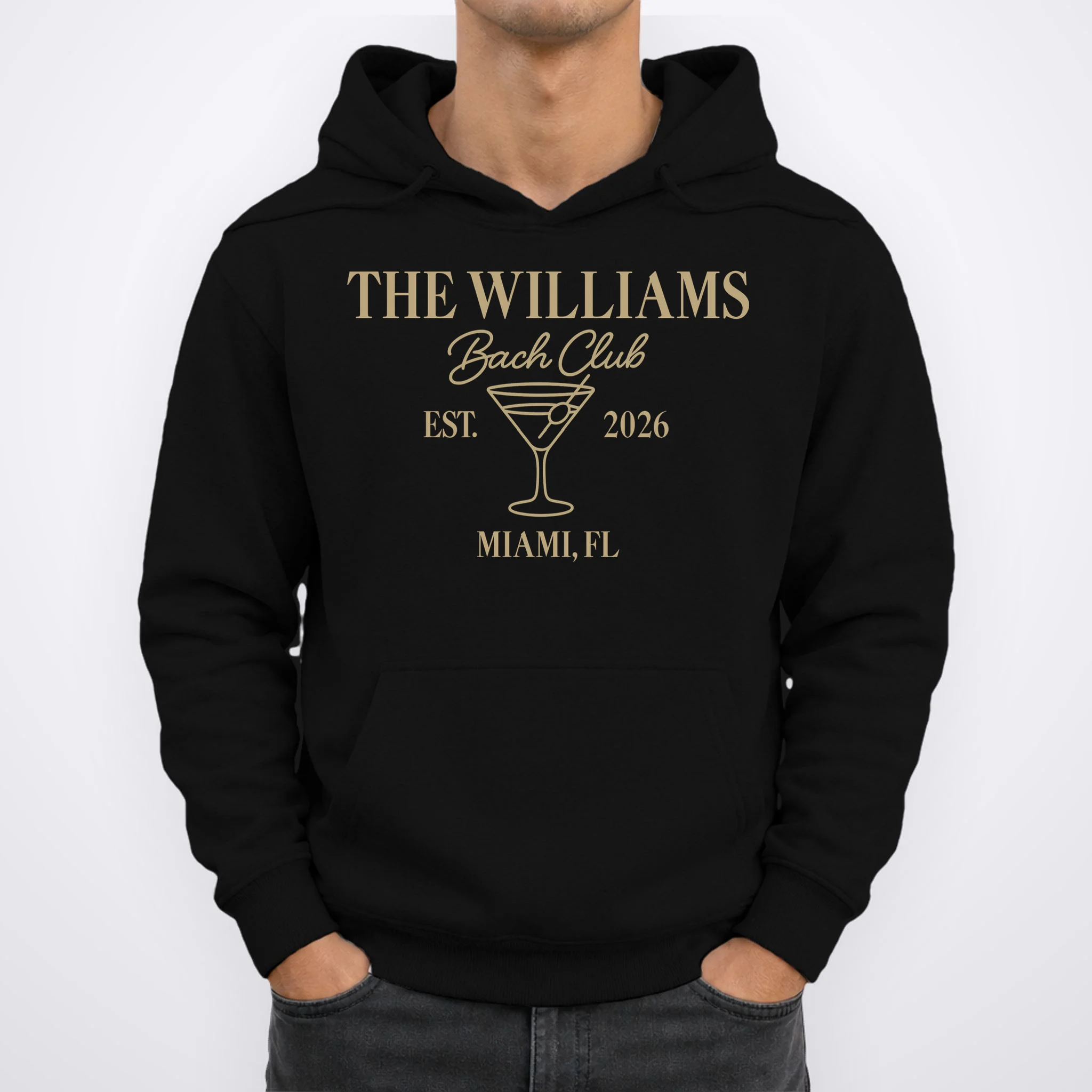 Custom Bach Club Bachelorette Trip Men's Hoodie - Front 1