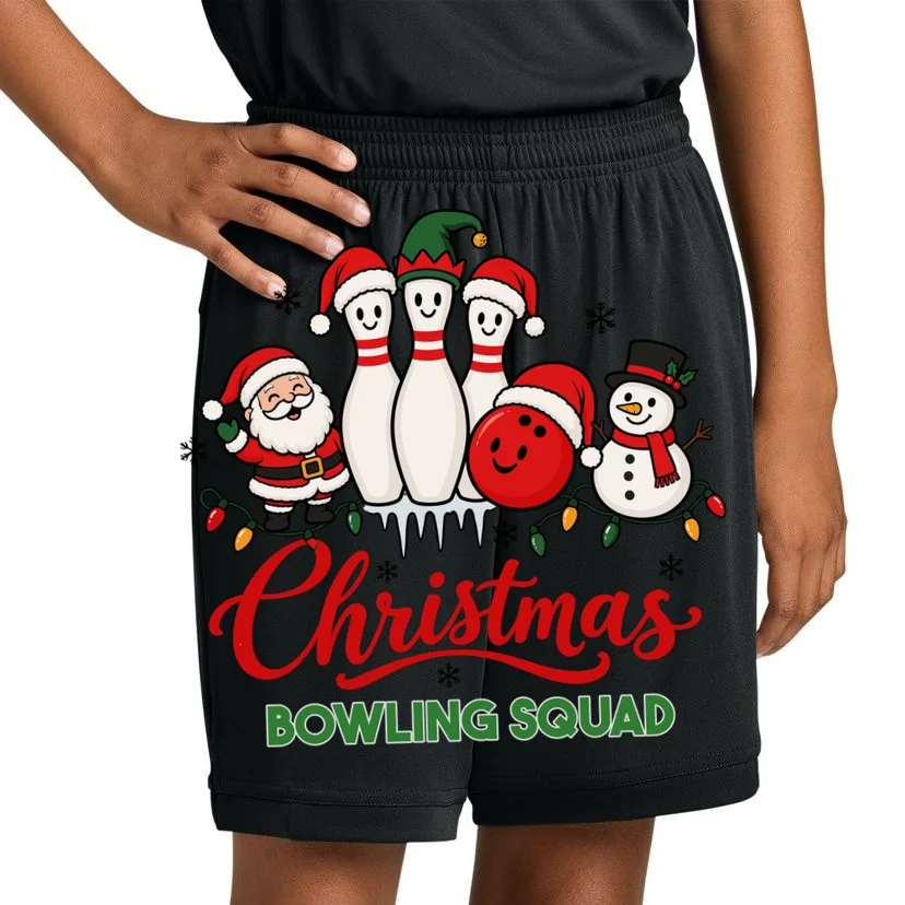 Christmas Bowling Personalized Holiday Gift -  Minimalist Christmas Bowling Design Kids Shorts - Front 1