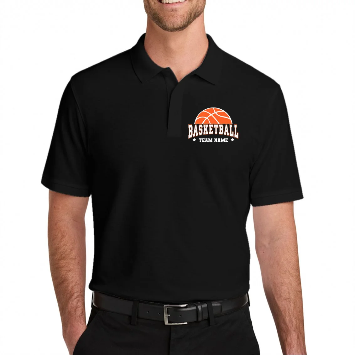 Custom Basketball Team Men's Polo - Front 1