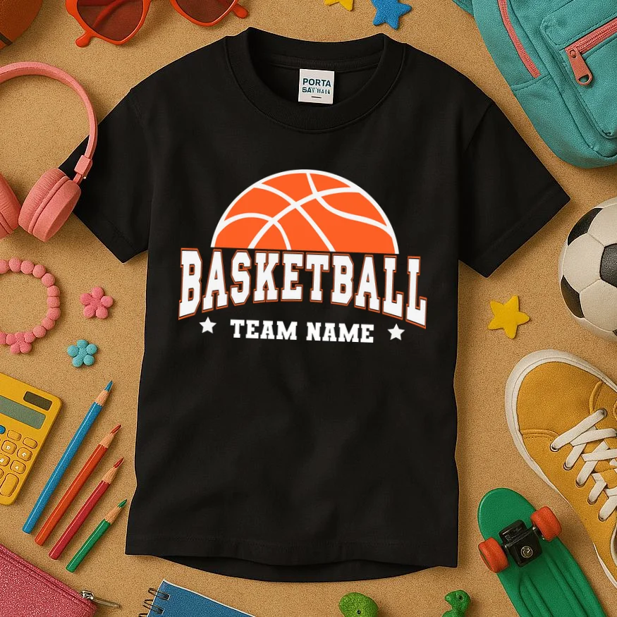 Custom Basketball Team Kids T-Shirt - Front 2