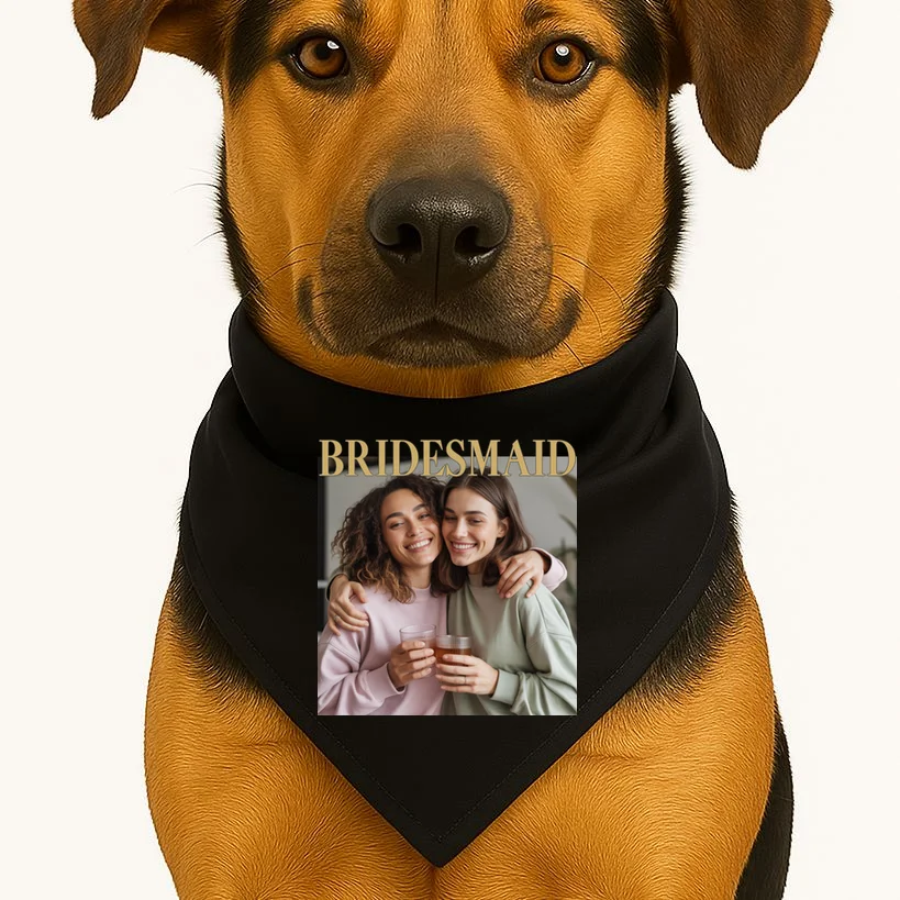 Custom Bridesmaid Upload Photo Personalized Bridesmaid Dog Bandana - Front 1