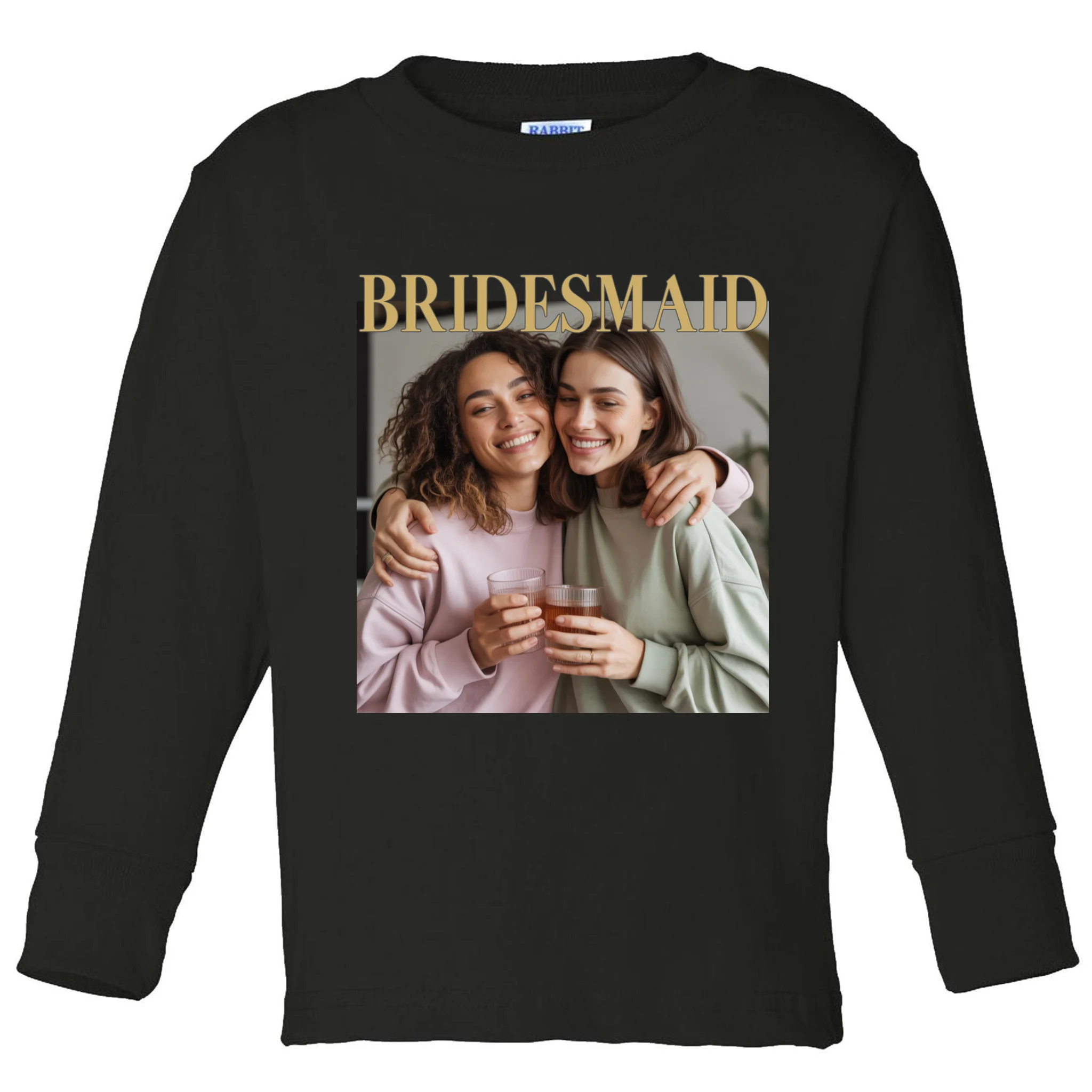 Custom Bridesmaid Upload Photo Personalized Bridesmaid Toddler Long Sleeve Shirt - Front
