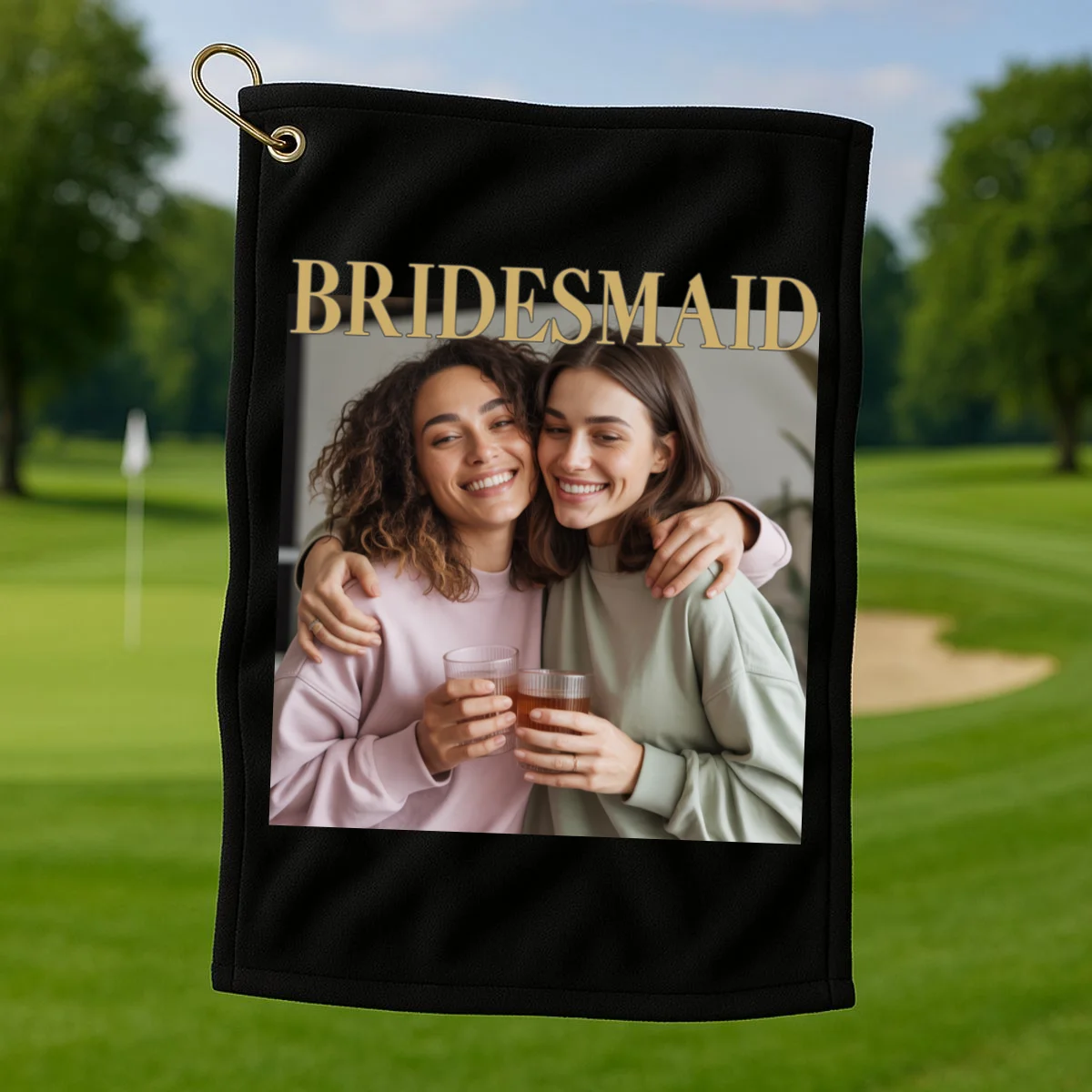 Custom Bridesmaid Upload Photo Personalized Bridesmaid Golf Towel - Front 1