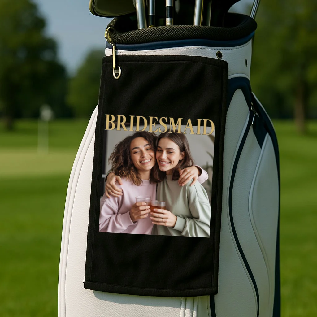 Custom Bridesmaid Upload Photo Personalized Bridesmaid Golf Towel - Front 2