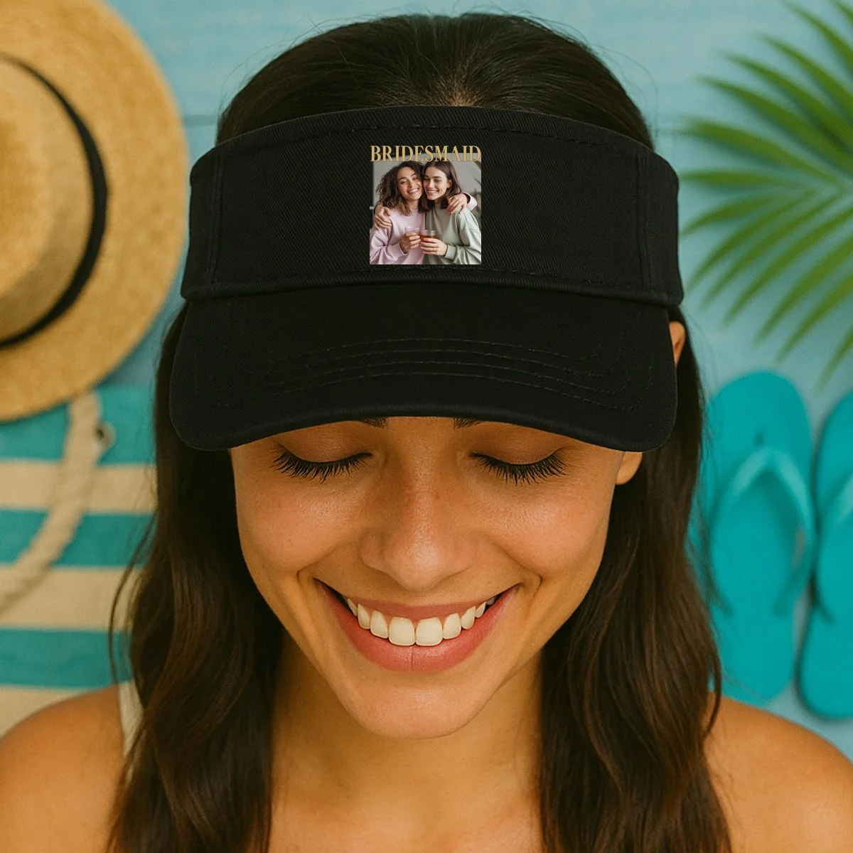 Custom Bridesmaid Upload Photo Personalized Bridesmaid Visor - Front 1