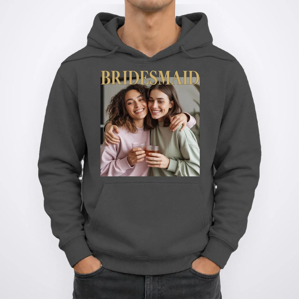 Custom Bridesmaid Upload Photo Personalized Bridesmaid Hoodie - Front 1