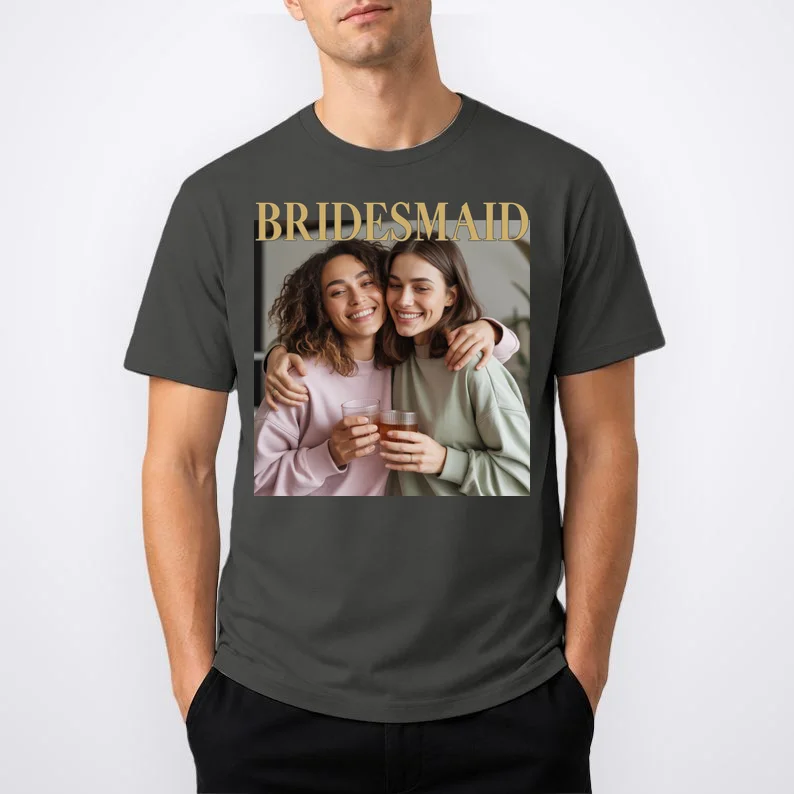 Custom Bridesmaid Upload Photo Personalized Bridesmaid T-Shirt - Front 1