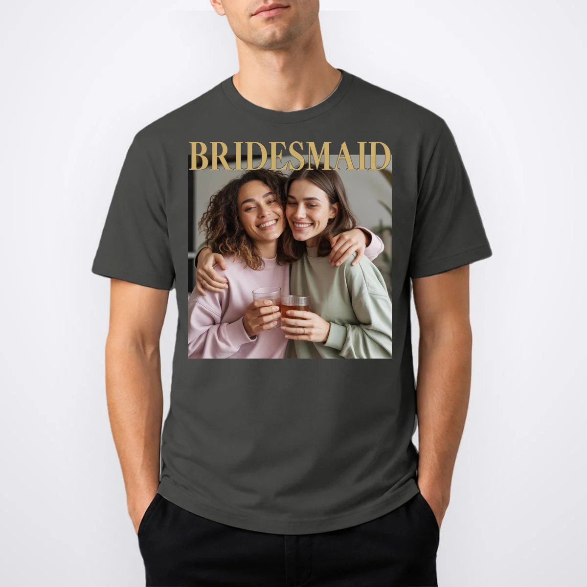 Custom Bridesmaid Upload Photo Personalized Bridesmaid T-Shirt - Front 1