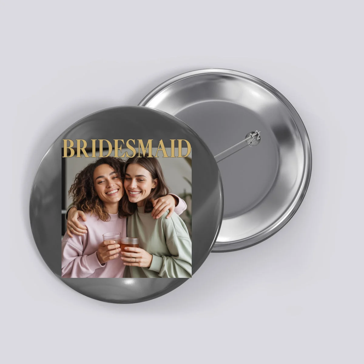 Custom Bridesmaid Upload Photo Personalized Bridesmaid Button - Front