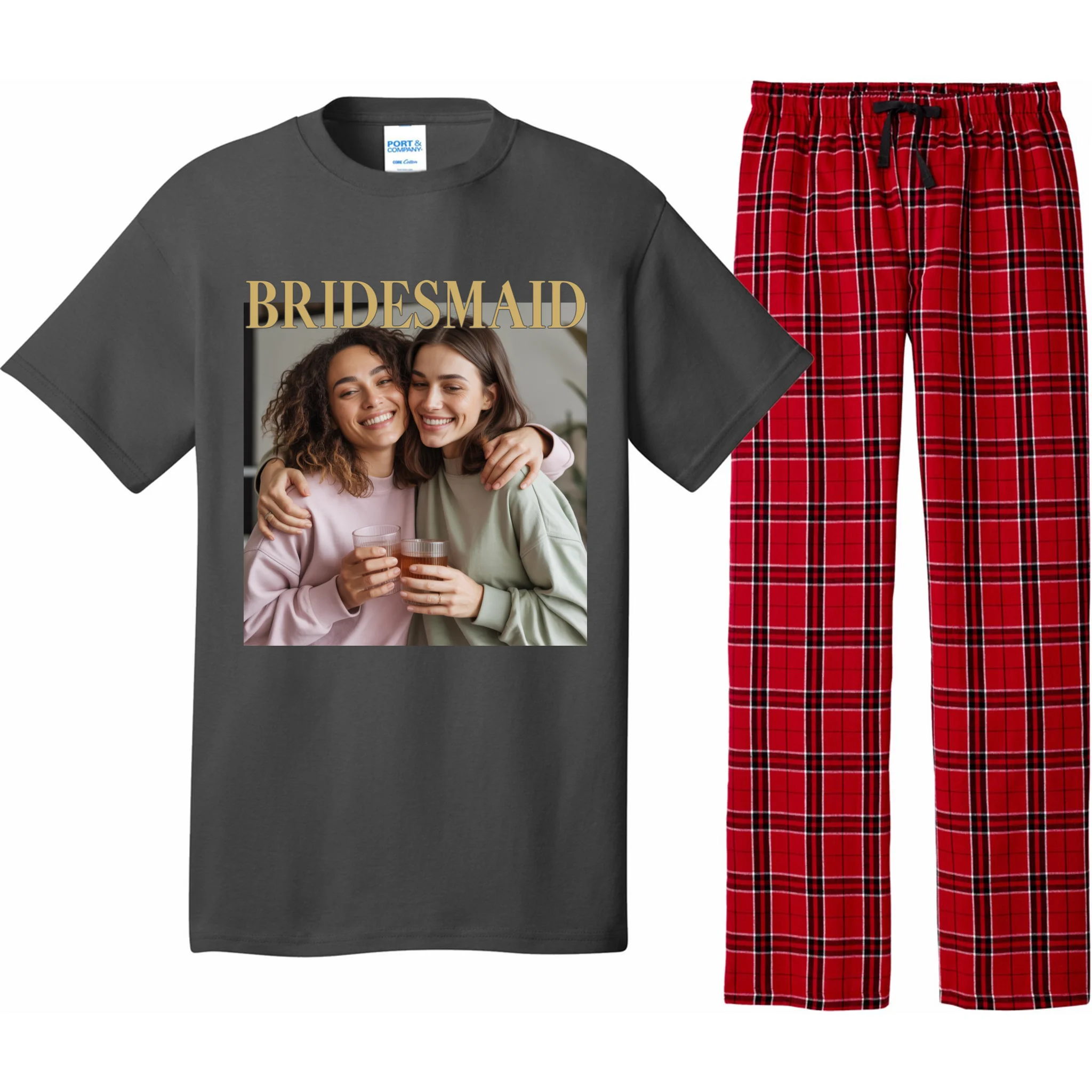 Custom Bridesmaid Upload Photo Personalized Bridesmaid Men's Pajamas - Front
