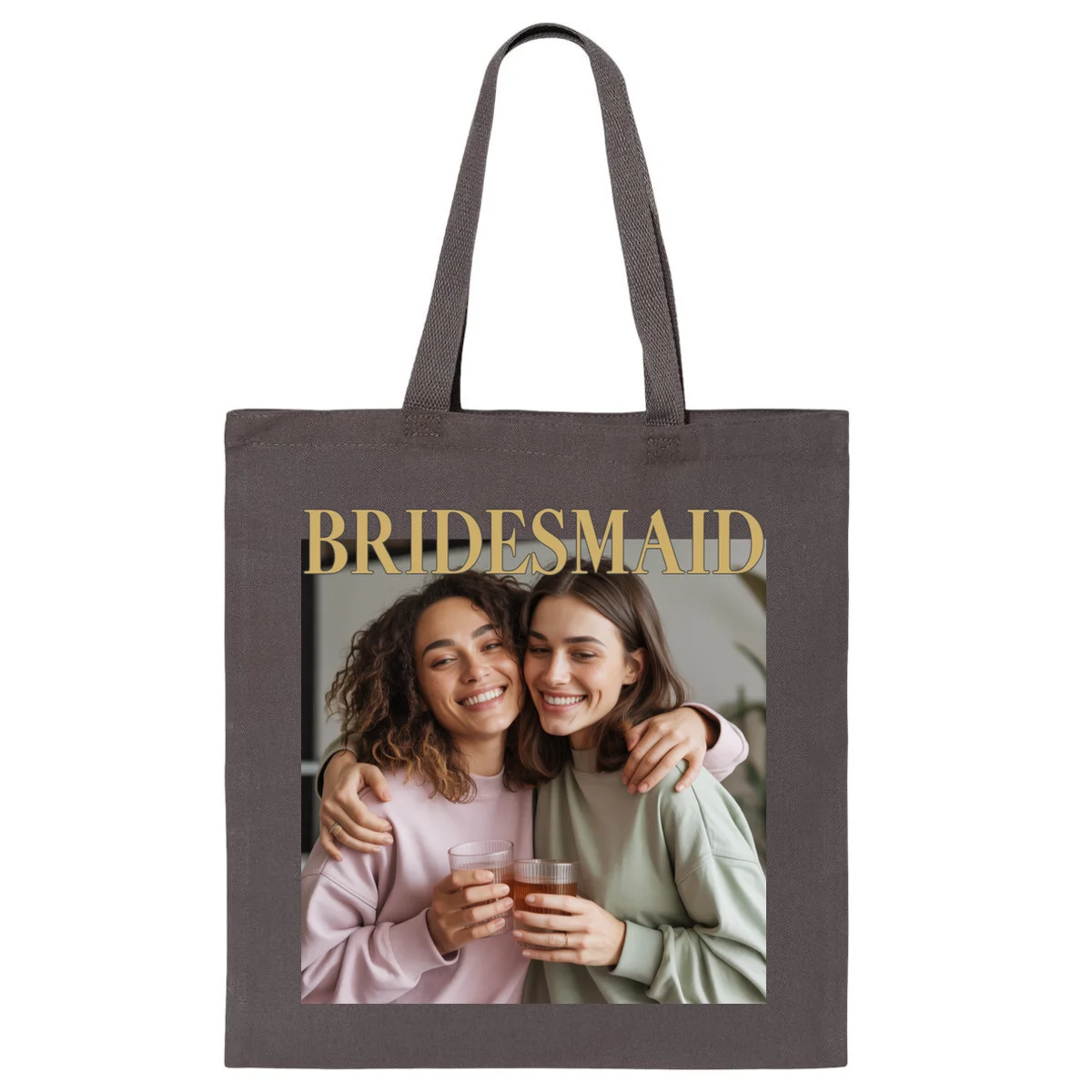 Custom Bridesmaid Upload Photo Personalized Bridesmaid Tote Bag - Front