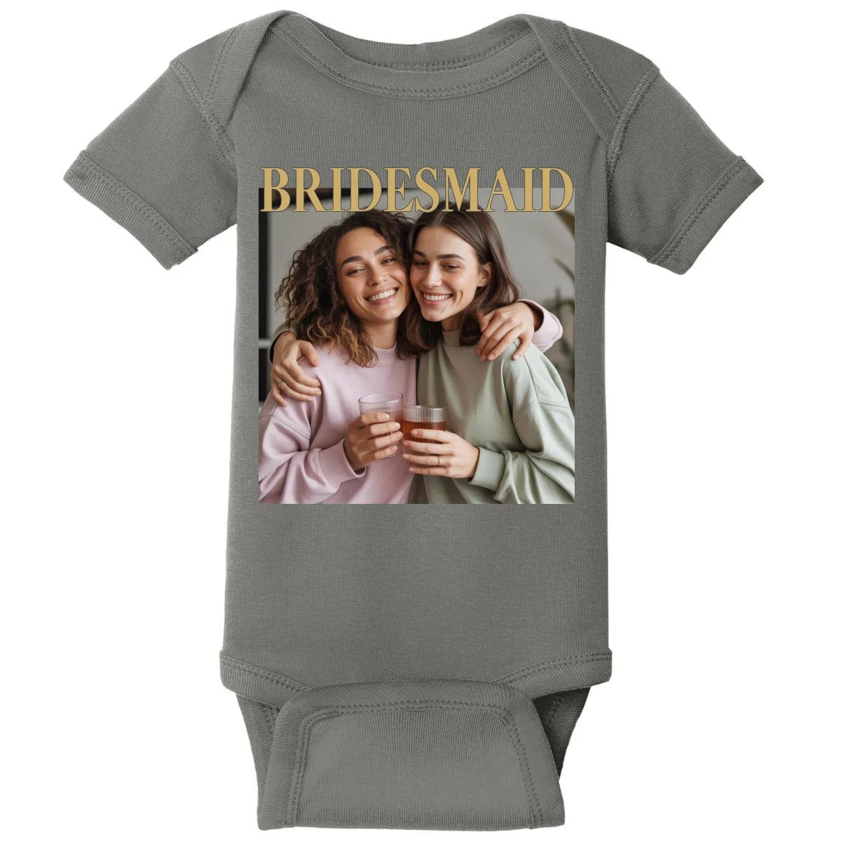 Custom Bridesmaid Upload Photo Personalized Bridesmaid Baby Bodysuit - Front