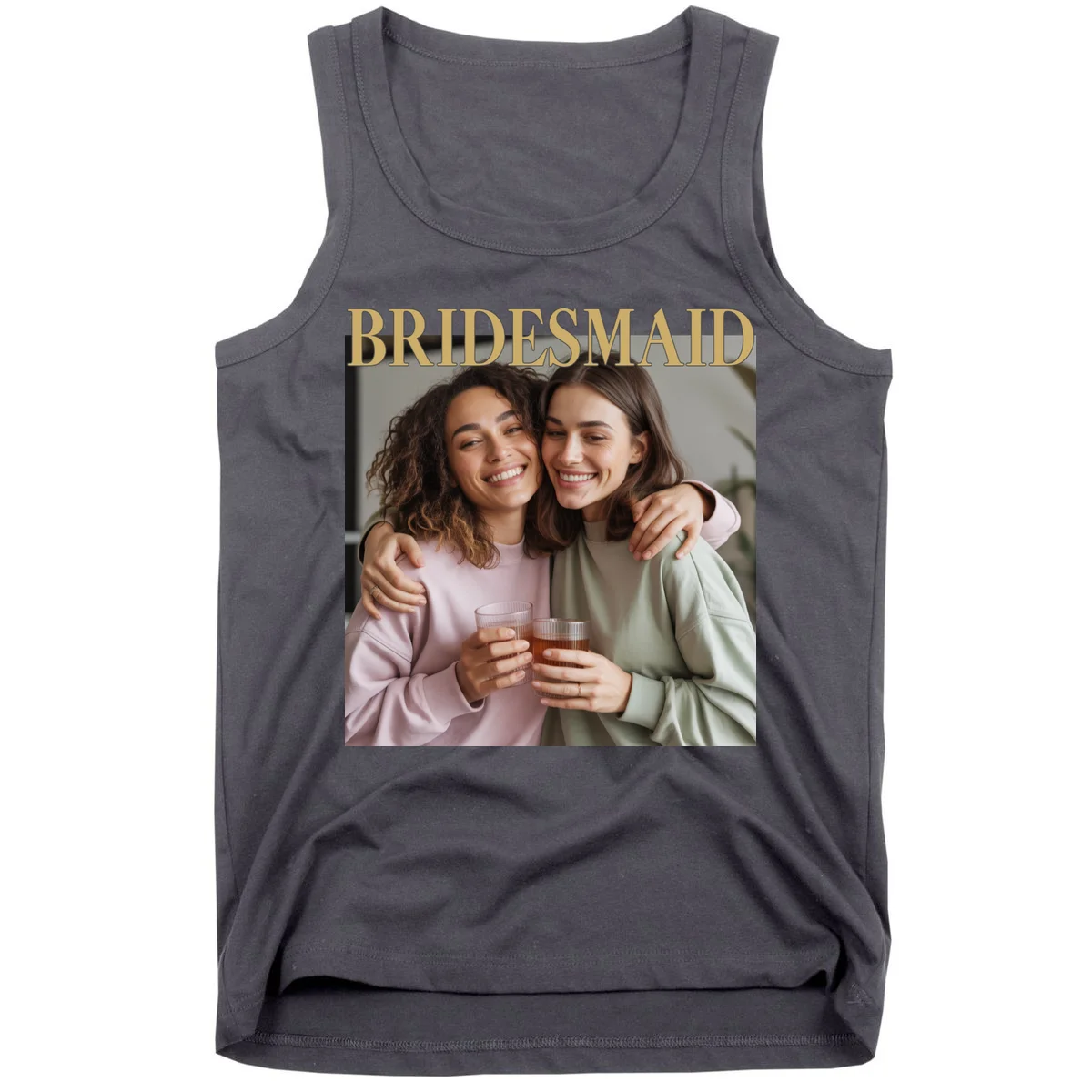 Custom Bridesmaid Upload Photo Personalized Bridesmaid Tank Top - Front