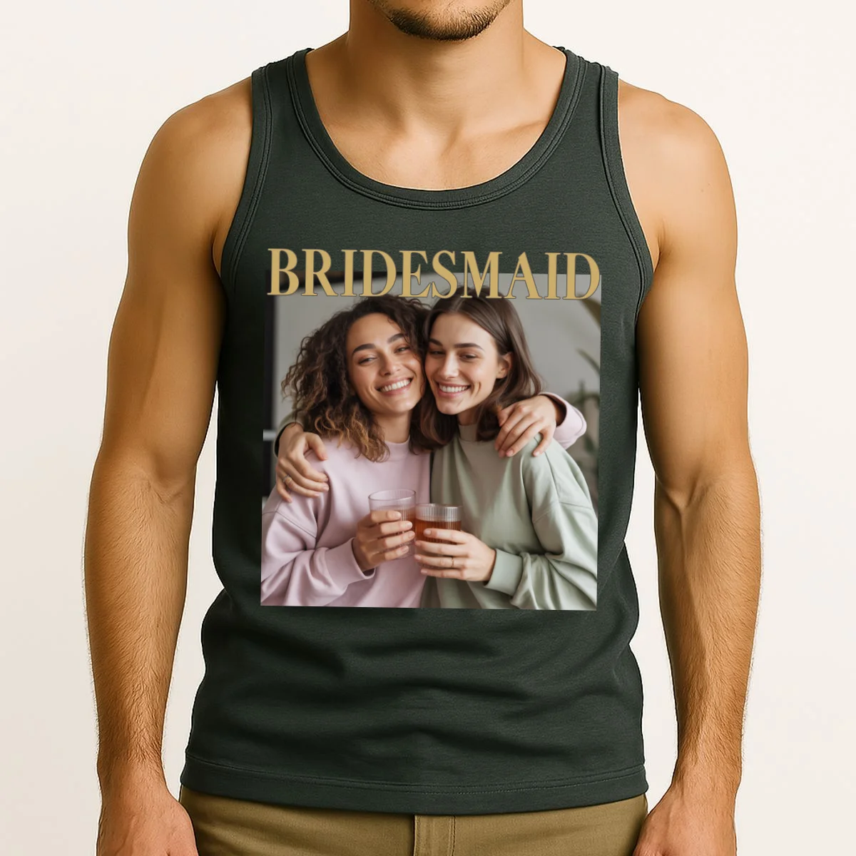 Custom Bridesmaid Upload Photo Personalized Bridesmaid Tank Top - Front 2