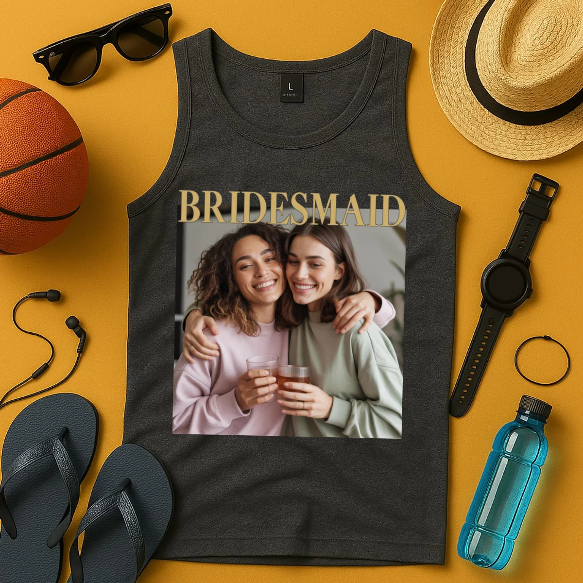 Custom Bridesmaid Upload Photo Personalized Bridesmaid Tank Top - Front 3