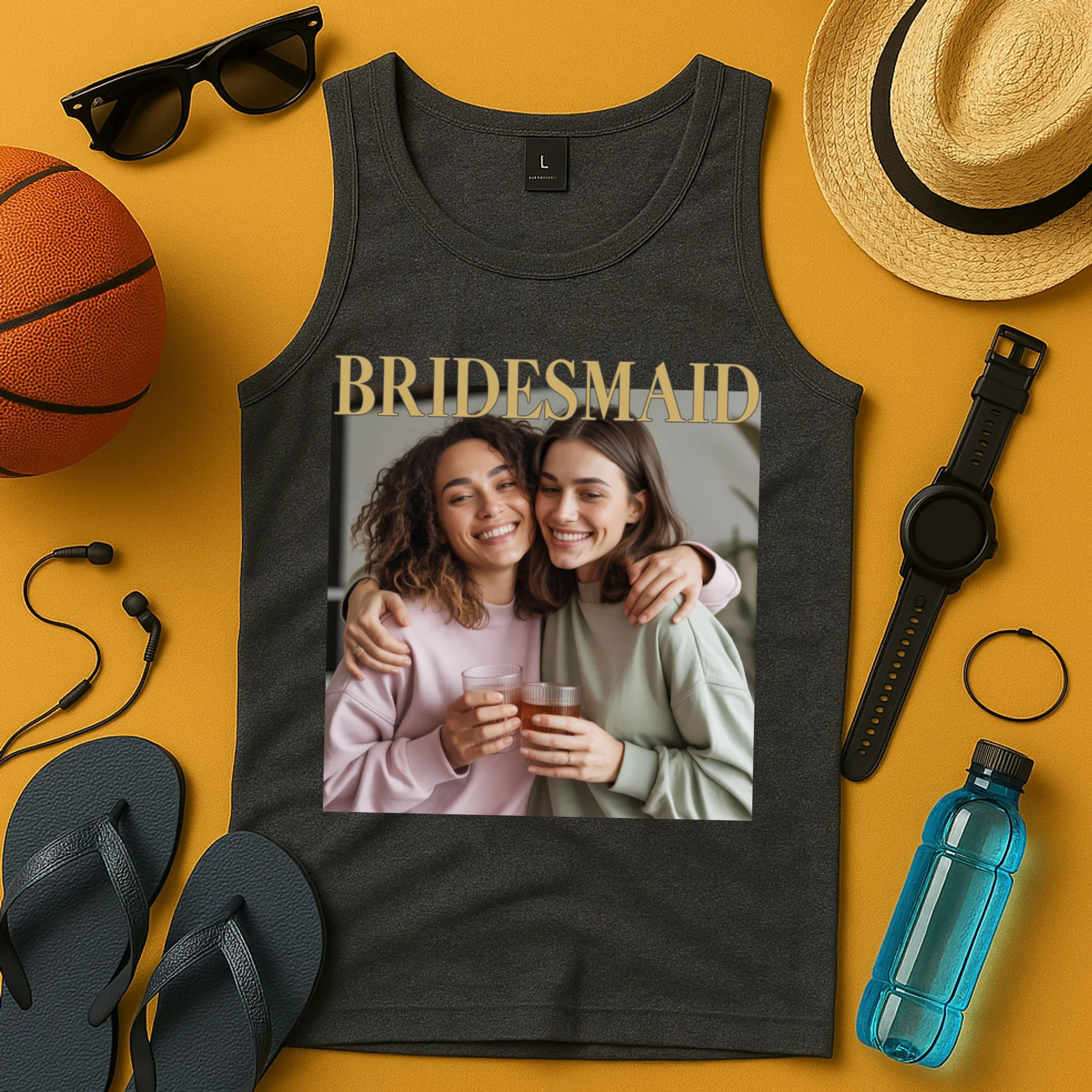 Custom Bridesmaid Upload Photo Personalized Bridesmaid Men's Tank Top - Front 3