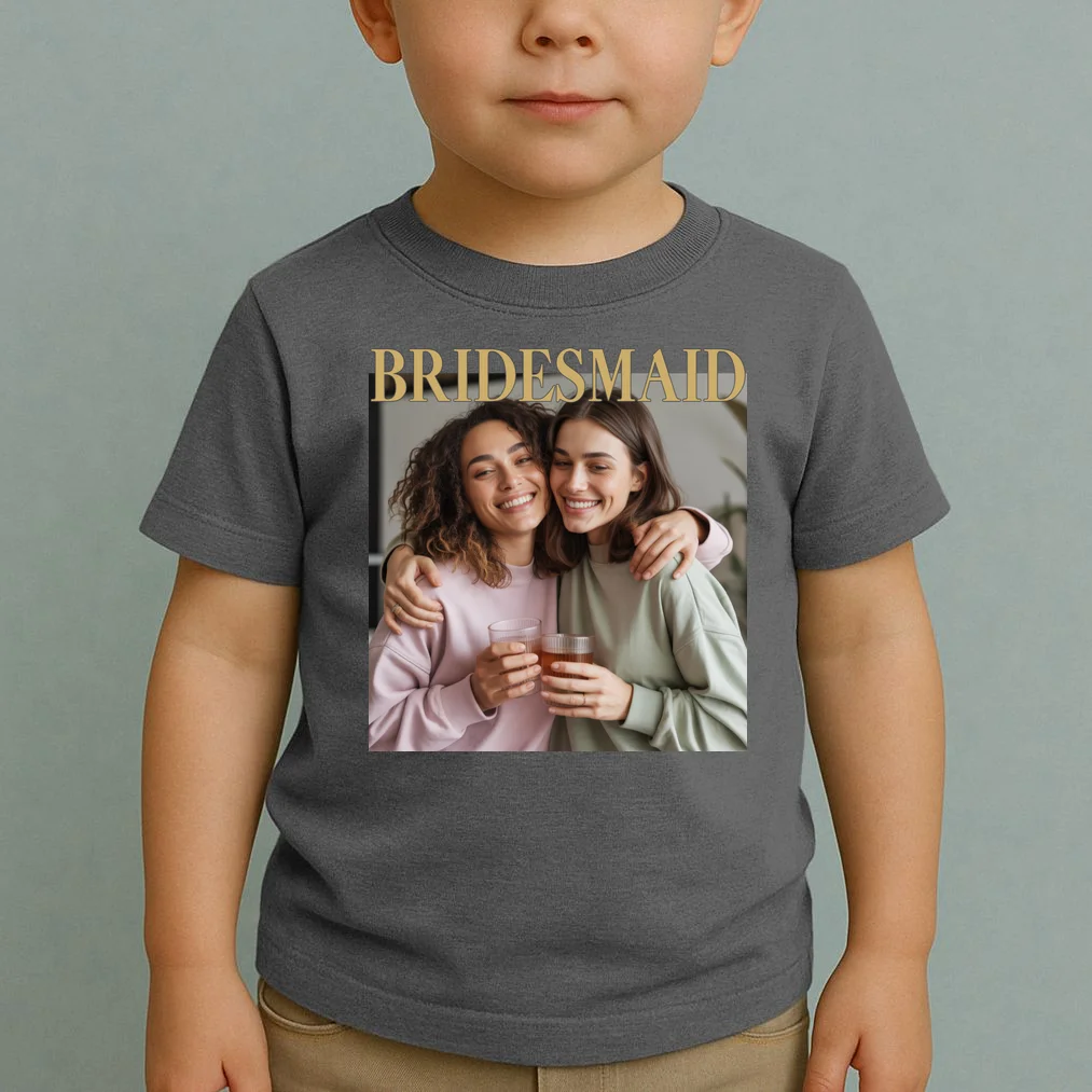 Custom Bridesmaid Upload Photo Personalized Bridesmaid Toddler T-Shirt - Front 1